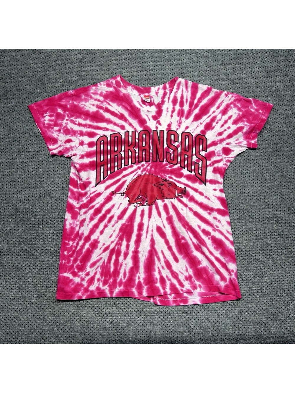 Vintage 80S University Of Arkansas Razorbacks Women’s T-Shirt XL RARE TIE-DYE